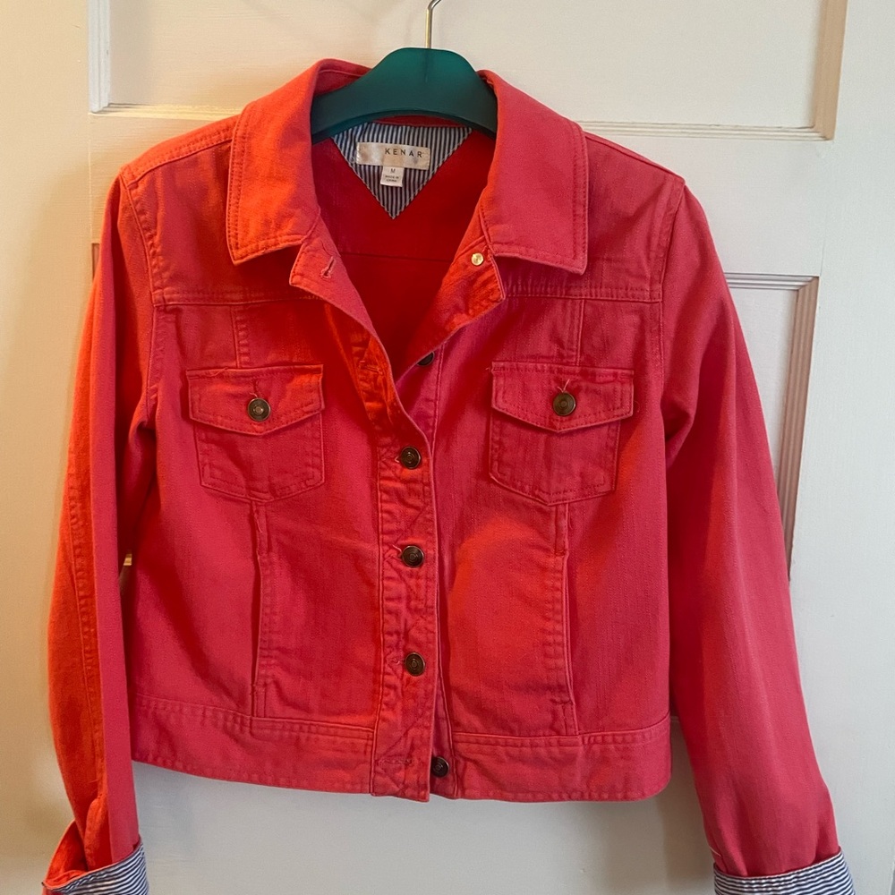 Deep Coral Kenar Short Jean Style Jacket